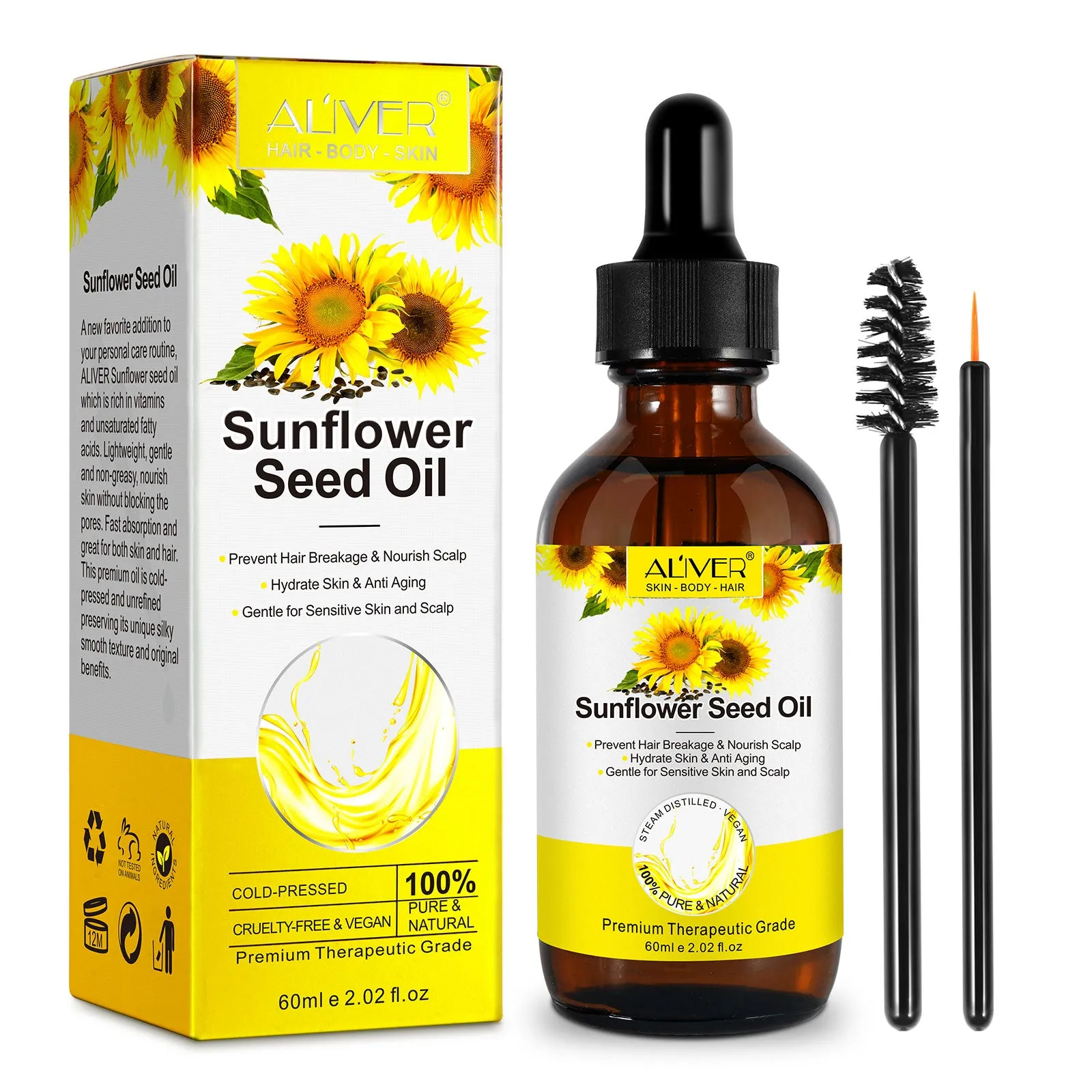 Aliver Organic Sunflower Seed Oil For Skin, Face, & Hair