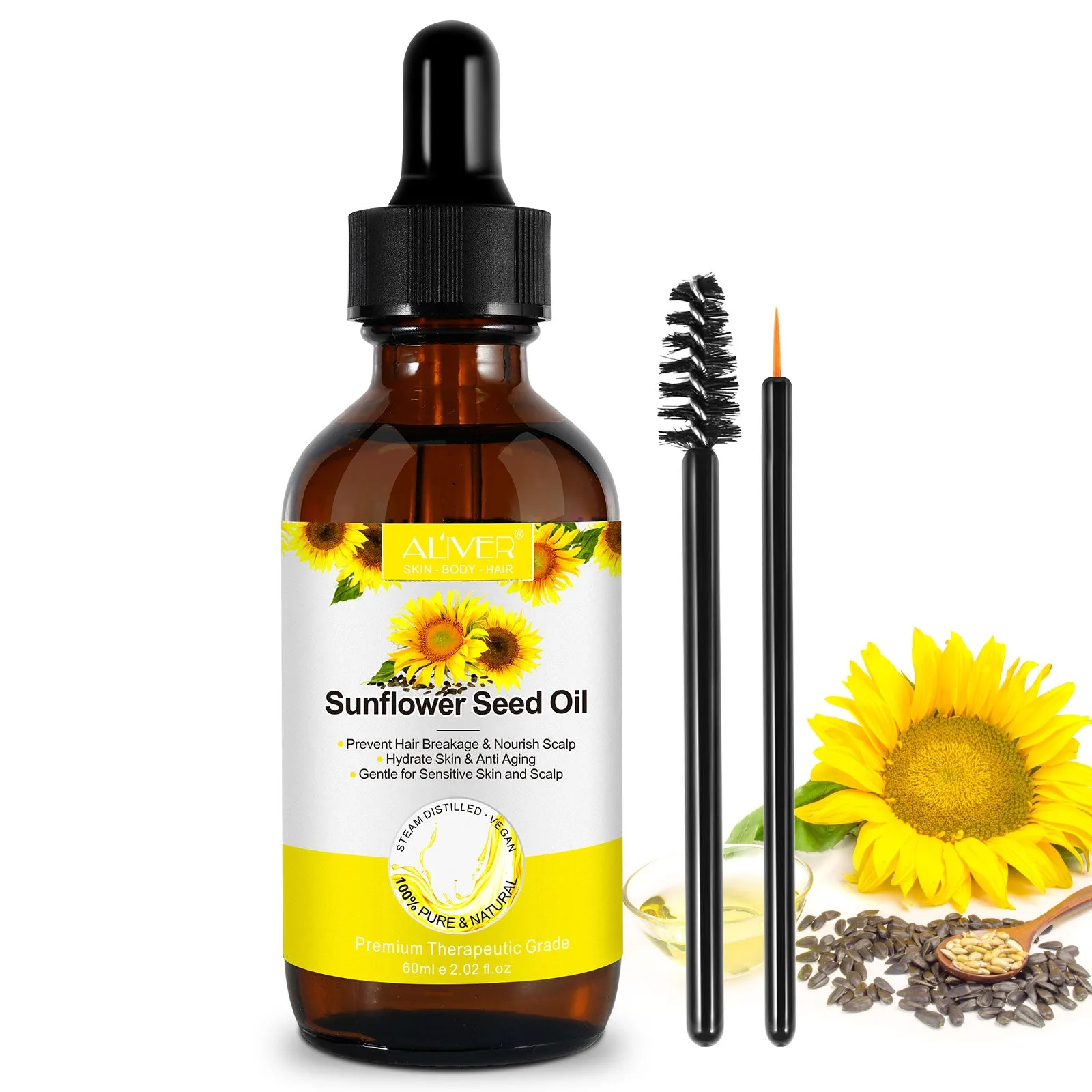 Aliver Organic Sunflower Seed Oil For Skin, Face, & Hair