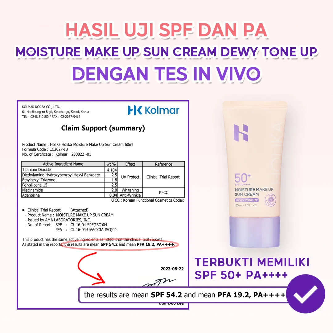 Moisture Make Up Sun Cream Dewy Tone Up | Hybrid Sunscreen